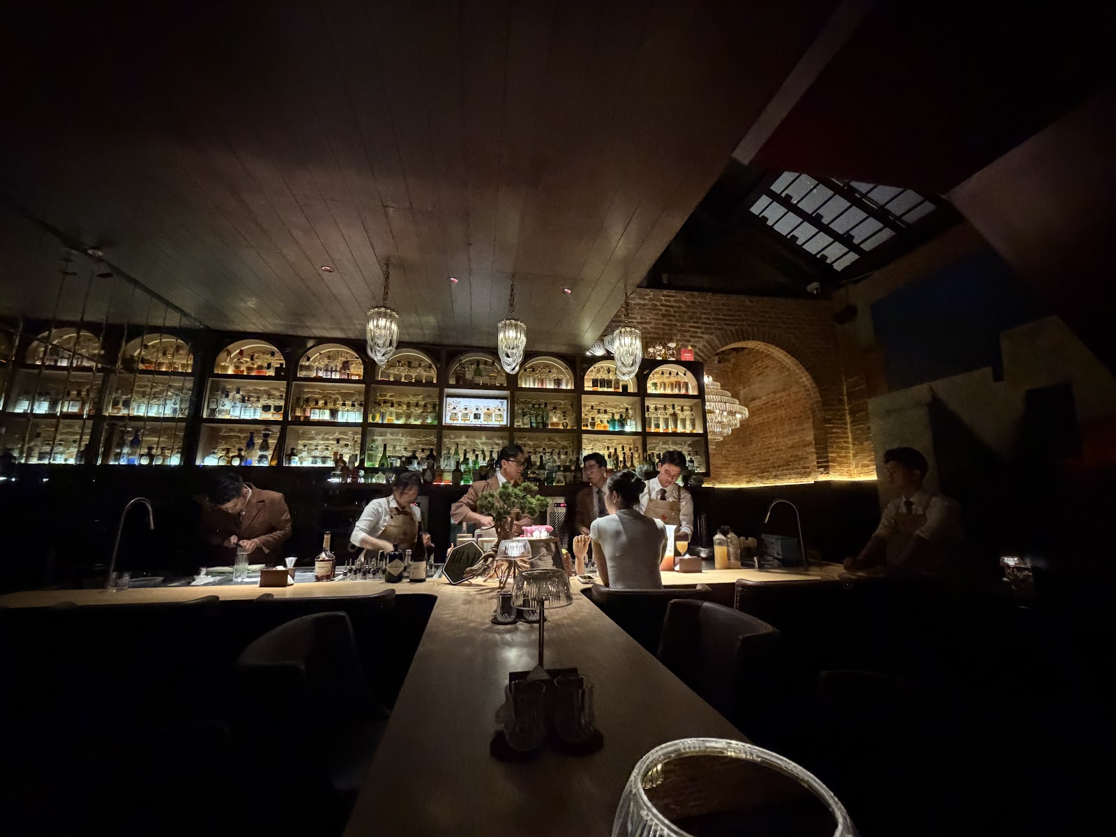 The bar at night at The Enigma Mansion