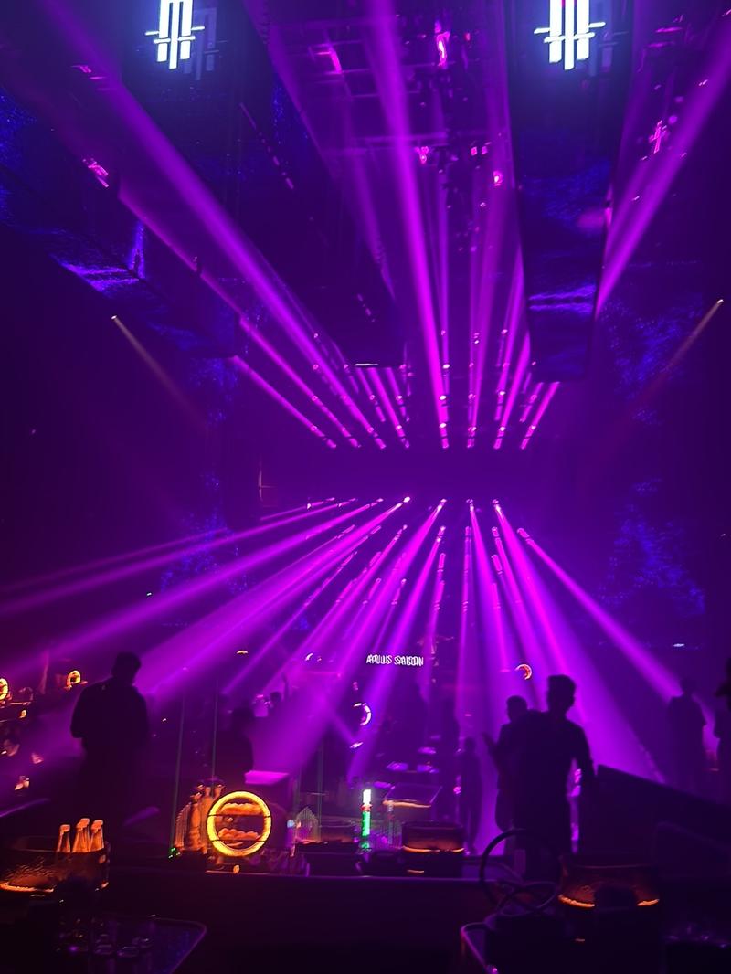 Violet lasers over the floor at APLUS Saigon