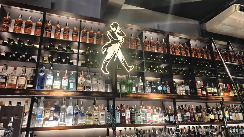The bottle wall and neon glow