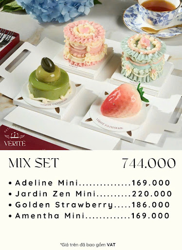 Branded MIX SET 744.000: Adeline Mini, Jardin Zen Mini, Golden Strawberry, Amentha Mini on white Vérité boxes
